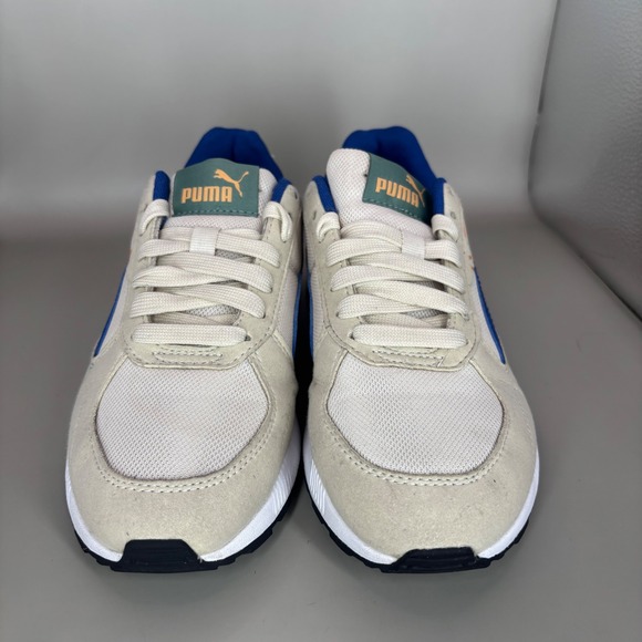 Puma Graviton Retro Youth Kids Sneakers Shoes Size 4C Cream Blue Orange - Picture 2 of 8